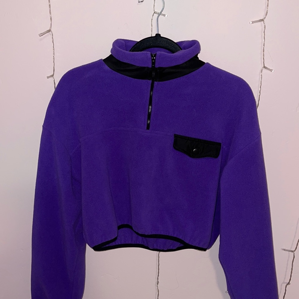 Purple fuzzy cropped sweater